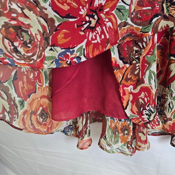 Coldwater Creek Floral Ruffle Layered Skirt, Lined, Size PM - Picture 9 of 15